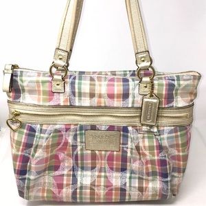 Authentic Coach Poppy Daisy Madras Pastel Tote